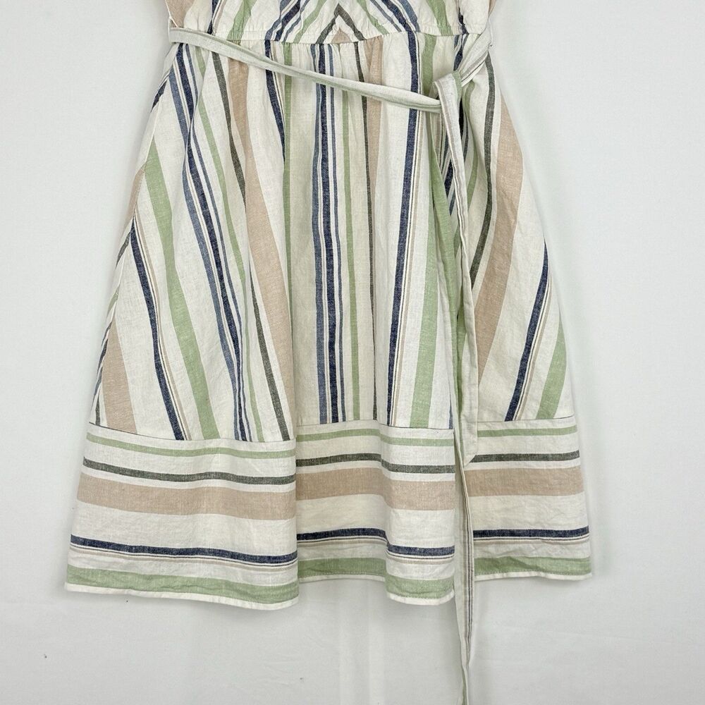 Women's Striped Linen Blend Lined Keyhole Halter Dress Multicolor Size M Miami - Picture 14 of 16